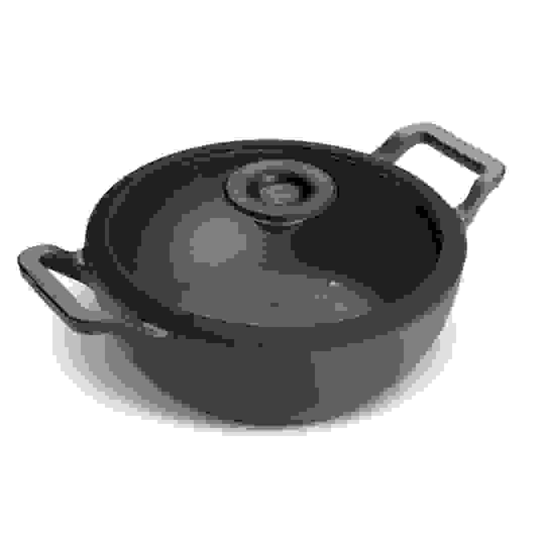 كاداي عميق حديد صب مع غطاء زجاجي برستيج (20 سم، أسود)