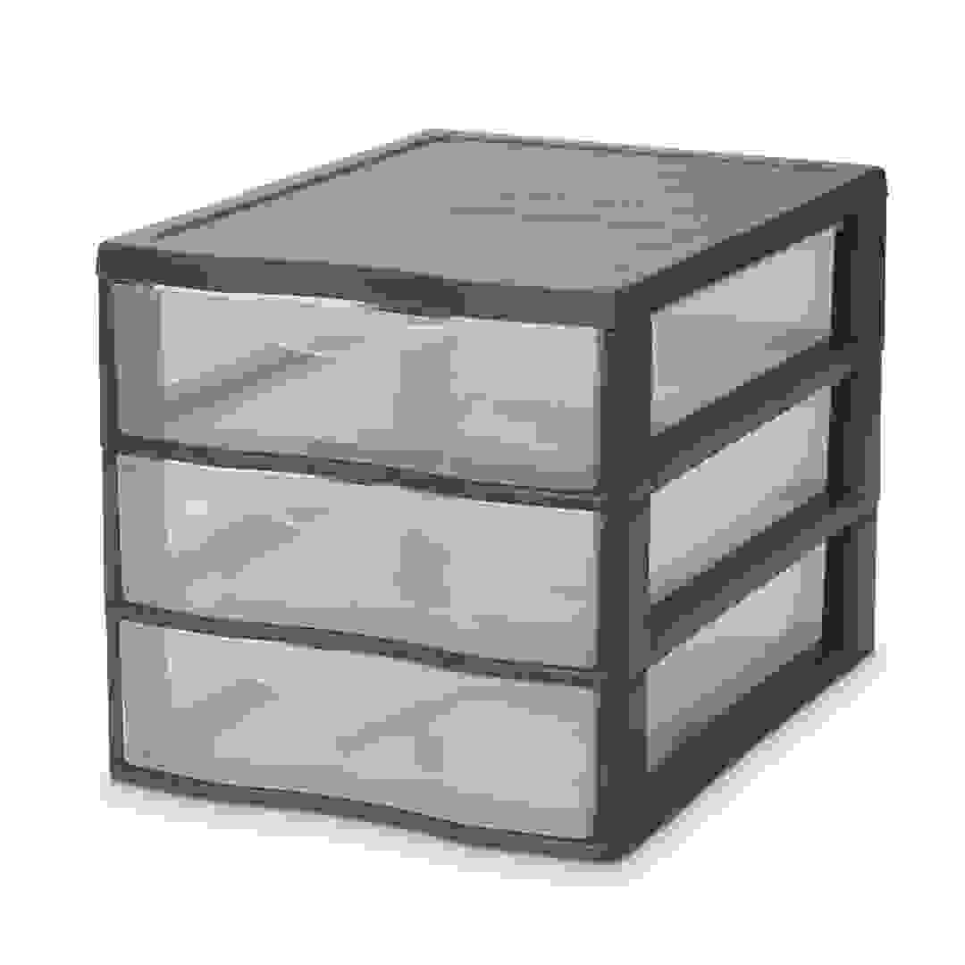 Form Kontor 3-Drawer Stackable Plastic Storage (26 x 36 x 25.5 cm, Gray)
