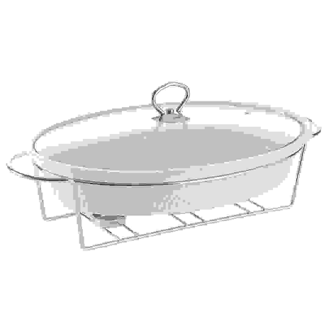 Orchid Ceramic Oval Casserole W/Candle Stand (36.83 cm, White)