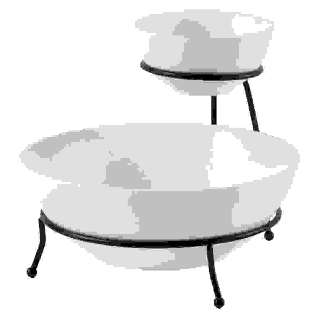 Shallow Chip & Dip Bowl Set (White & Black)