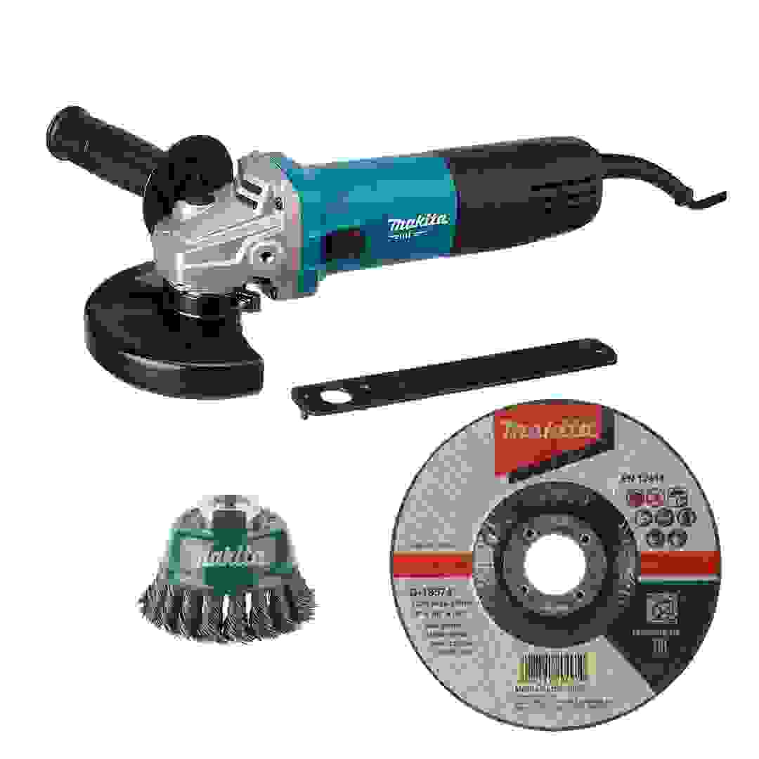 Makita Corded Angle Grinder, M9511B (850 W, 125 mm) + Disc Set (5 Pc.) + Bowl Cup Brush