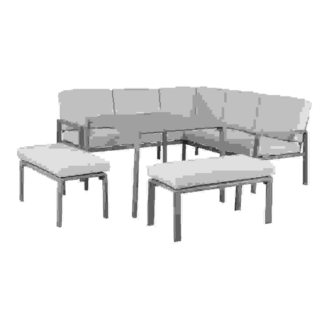 GoodHome Moorea 8-Seater Aluminum Dining Set W/Cushions (1900 x 1900 x 675 mm)