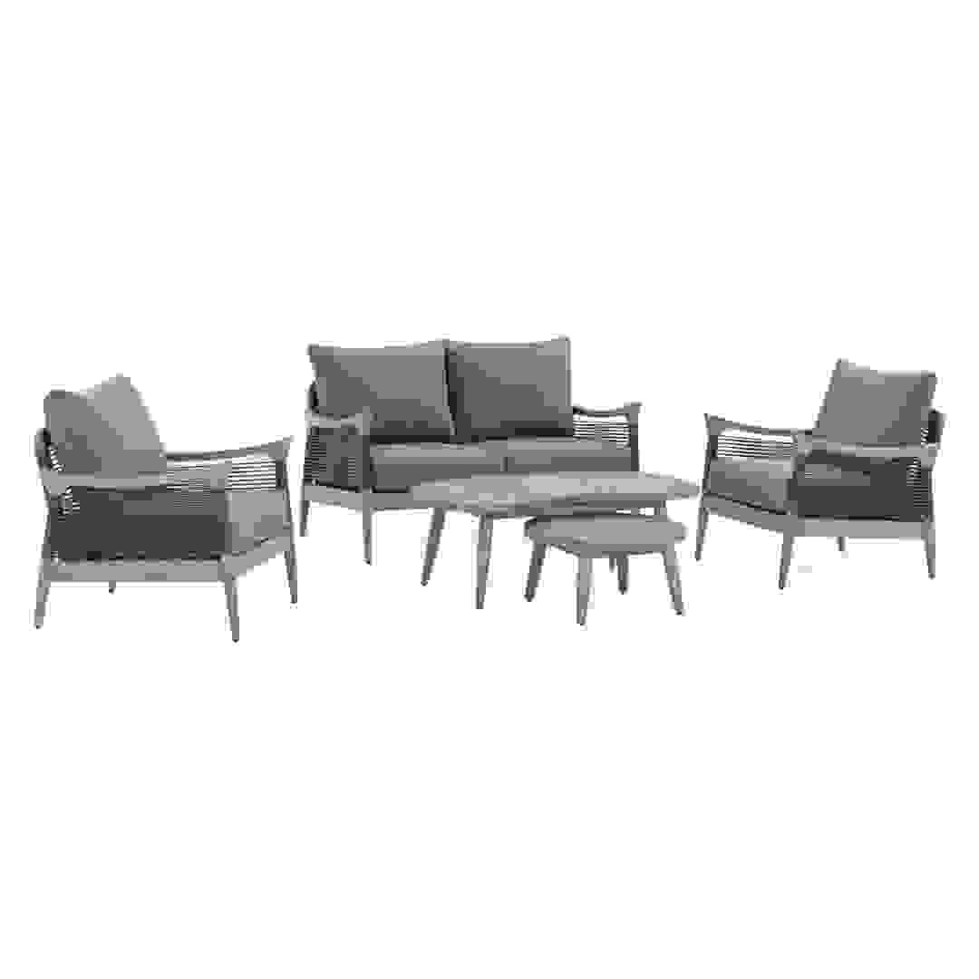 طقم كنب 4 مقاعد خشب أكاسيا وحبل مع وسائد كاتانا