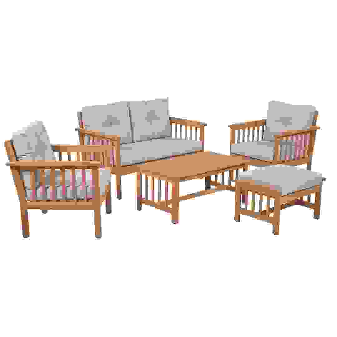 Living Accents Casa 5-Seater Acacia Wood Outdoor Sofa Set (125 x 76 x 81 cm)