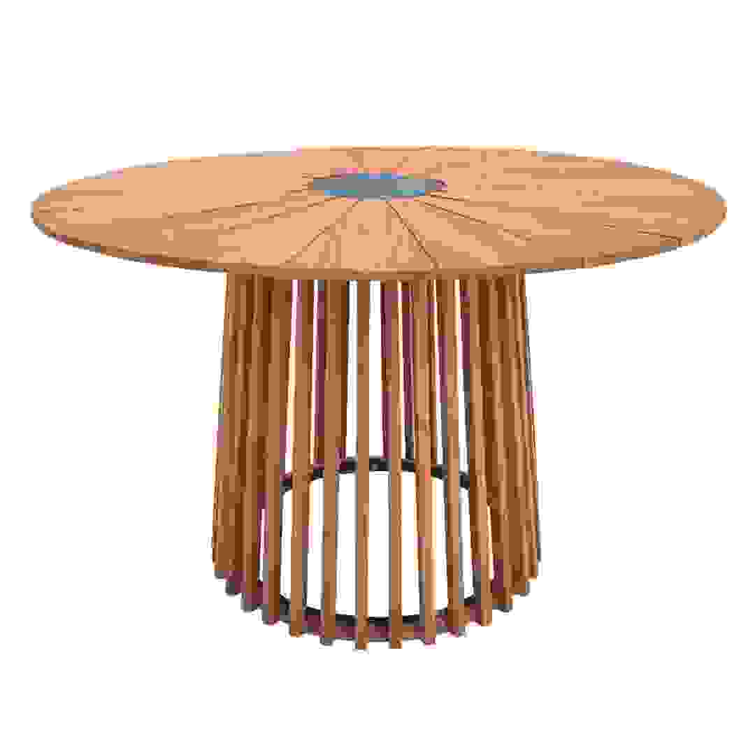 طاولة سفرة خشب أكاسيا وفولاذ آسبن (120 × 120 × 76 سم)