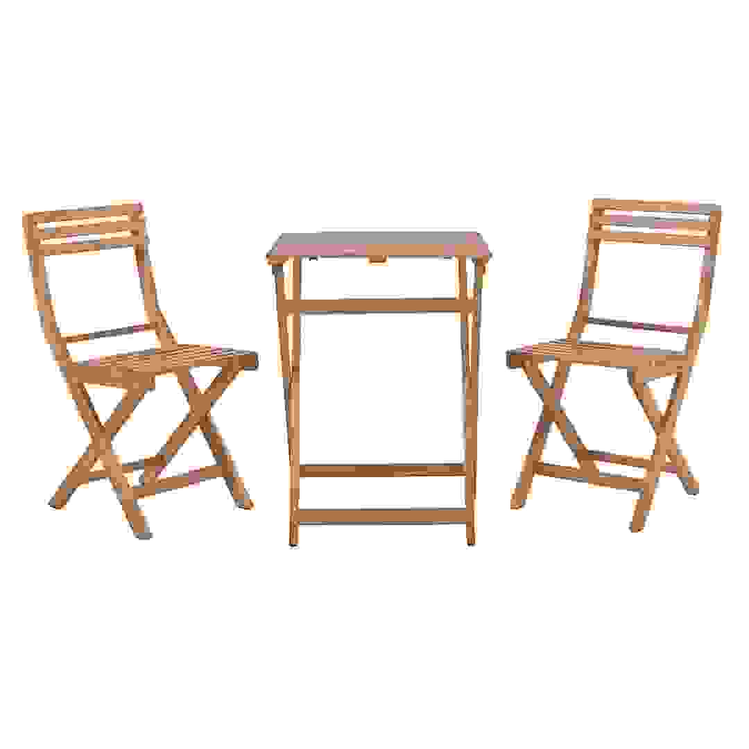 Living Accents Finn 2-Seater Acacia Wood Foldable Bistro Set (38 x 51.5 x 82 cm)