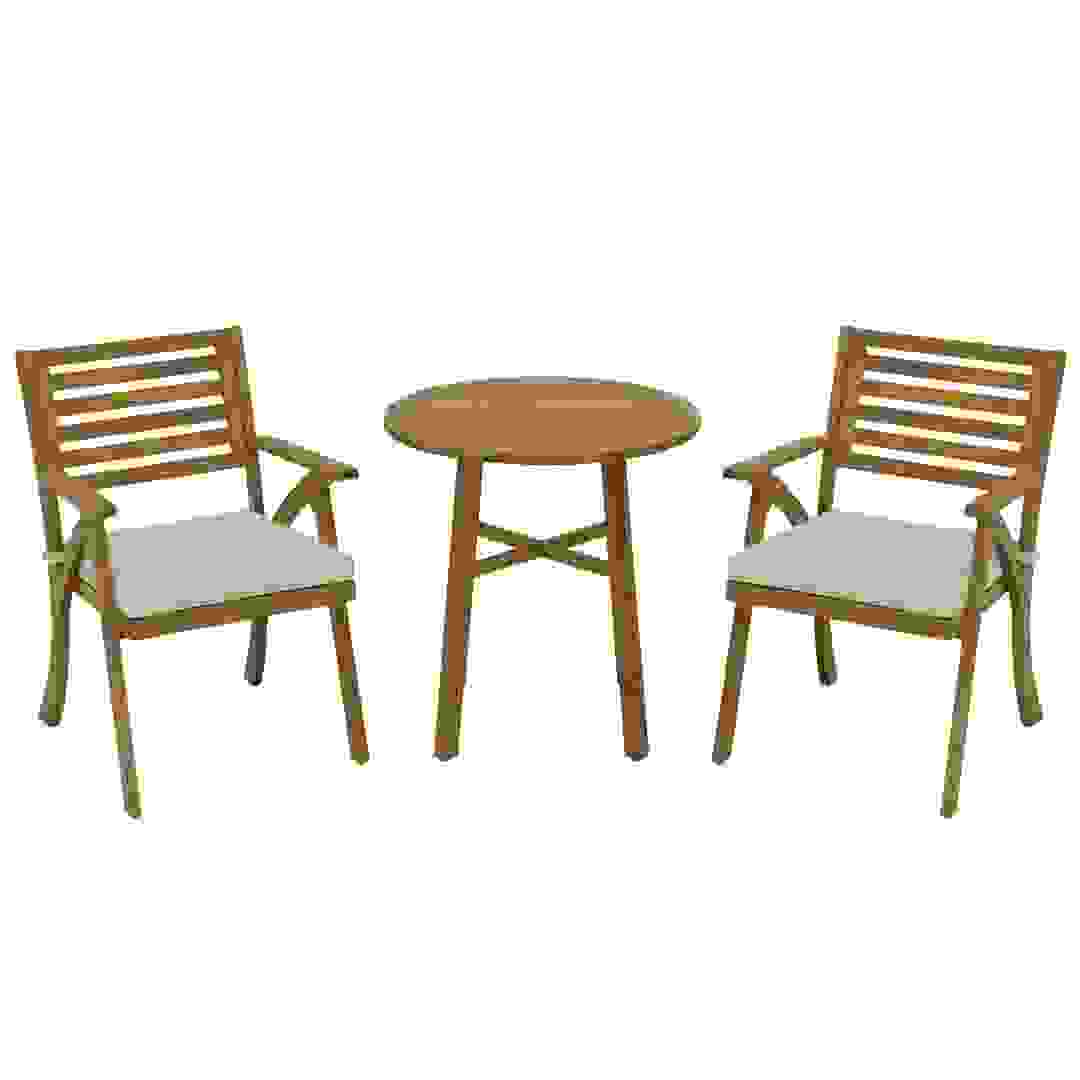 Living Accents Kelly 2-Seater Acacia Wood Bistro Set (60 x 64 x 89 cm)