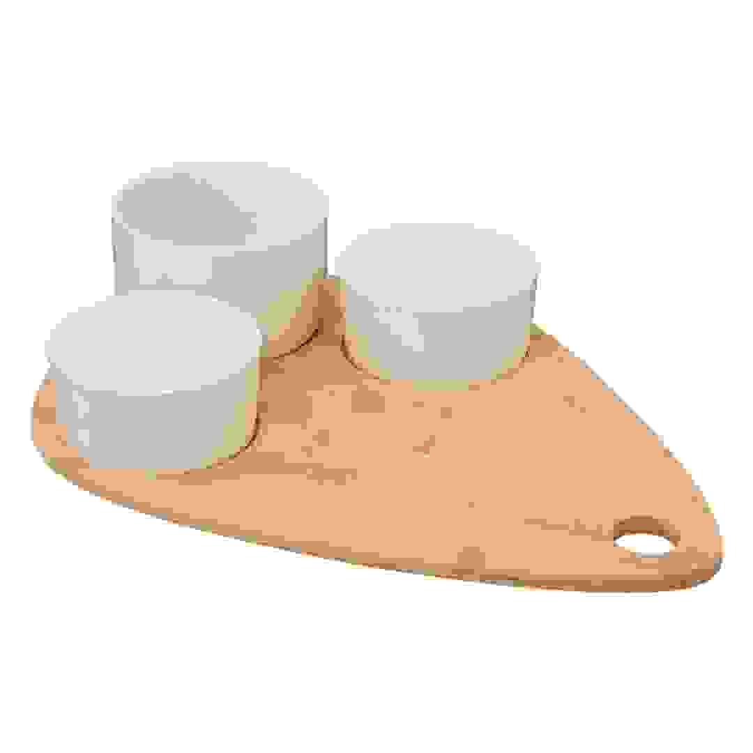 SG Bamboo & Stoneware Appetizer Set (4 Pc., White)