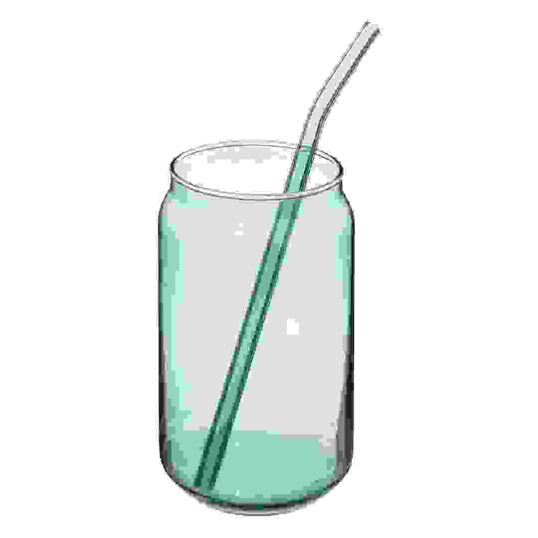 كوب زجاجي مع شفاطة إس جي بي فينتج (520 مل، أزرق)