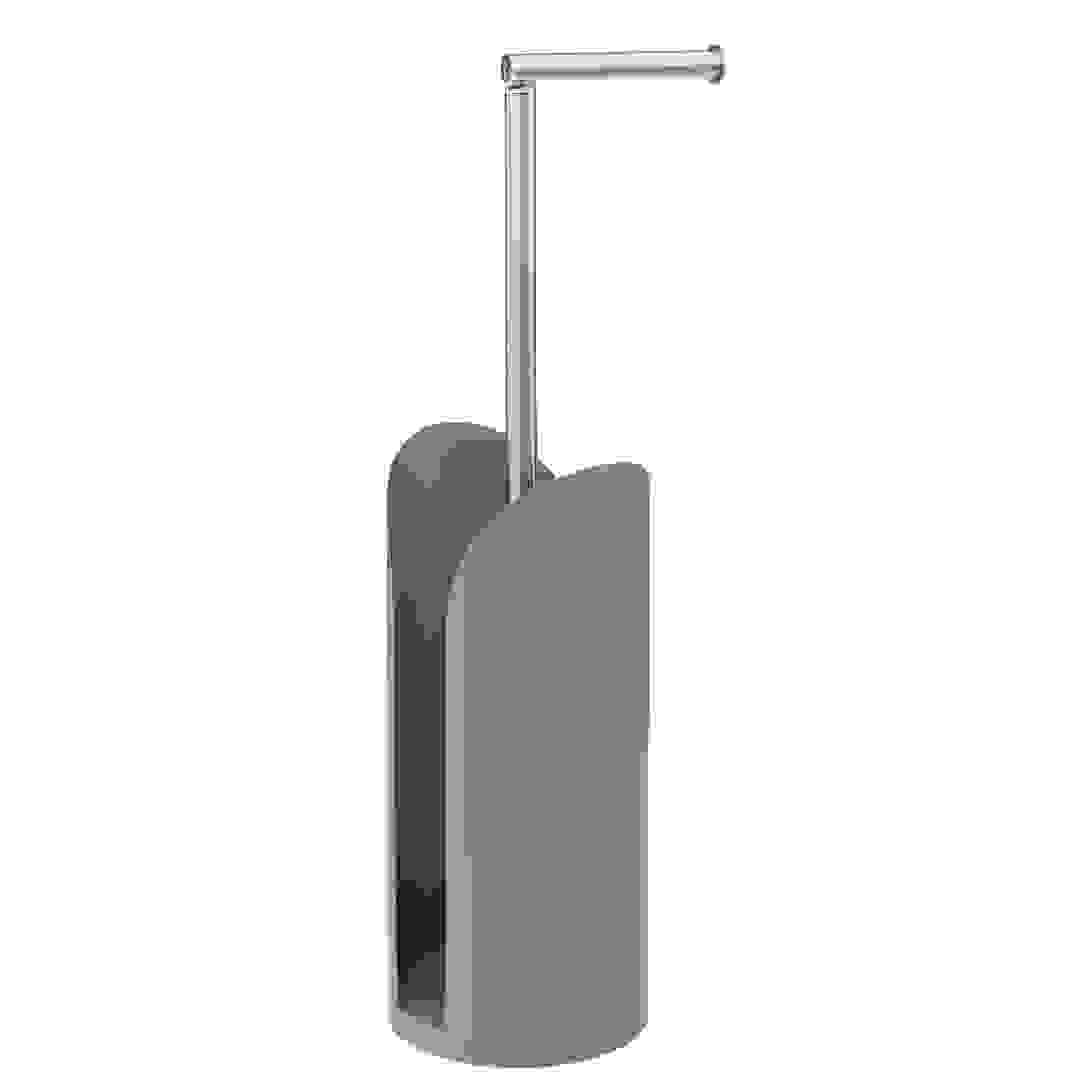 حامل بكرة مناديل حمام مع وحدة تخزين 5فايف (15 × 6 سم، رمادي)