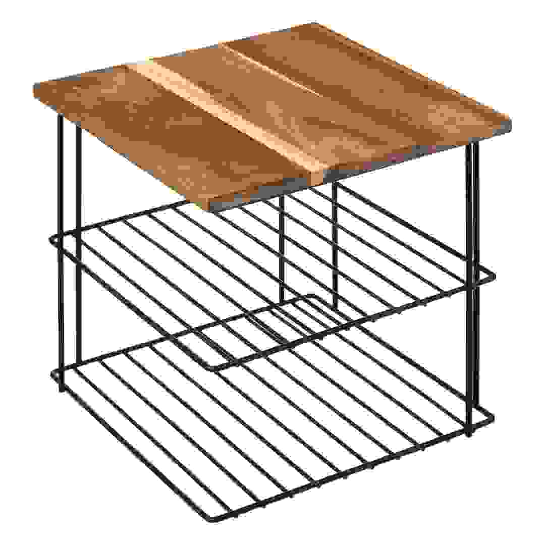 رف زاوية فولاذ وخشب أكاسيا بطبقتين 5فايف (24 × 24 × 24 سم)