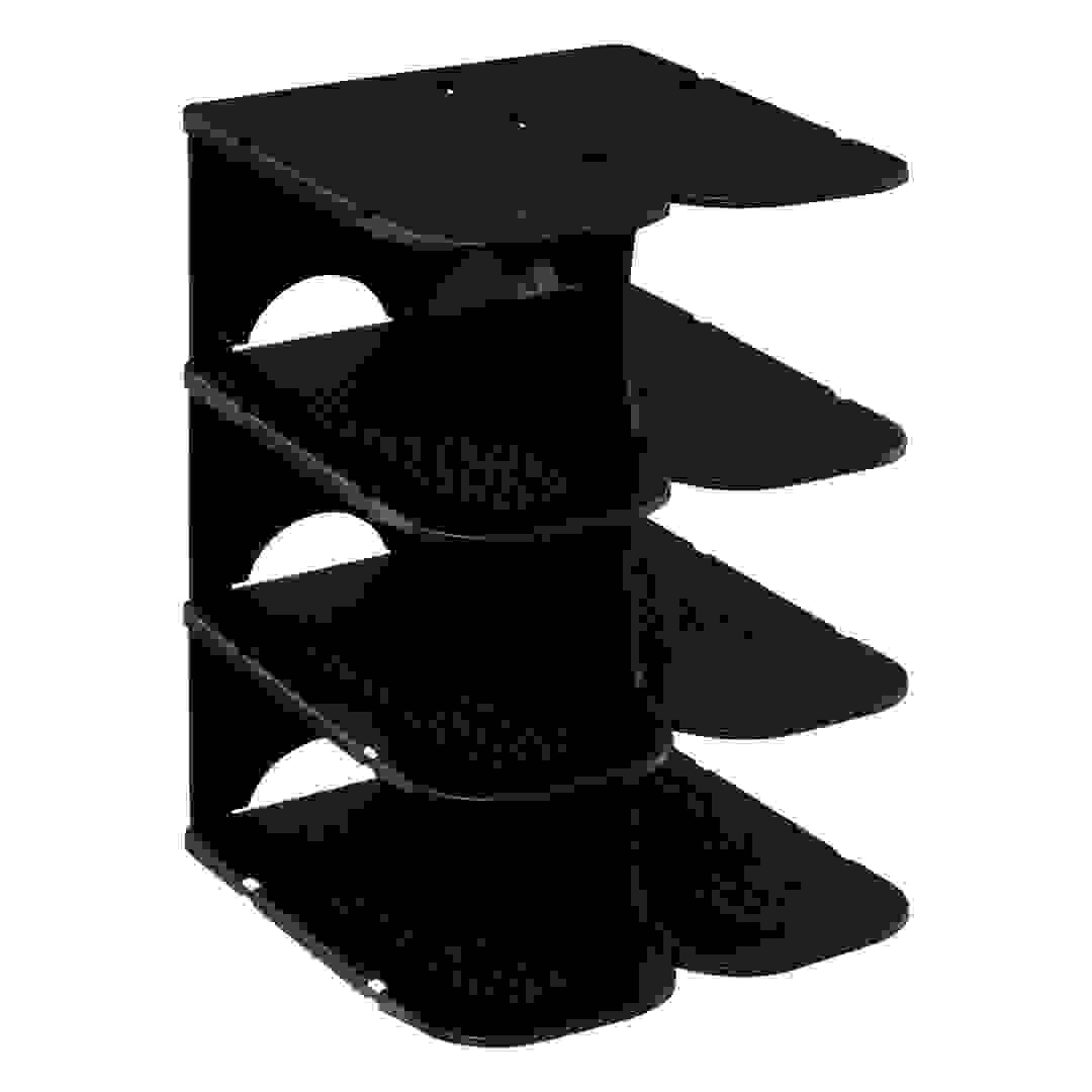 منظم أحذية بلاستيك لـ 4 أزواج 5 فايف (26.5 × 24.5 × 37.8 سم، أسود)