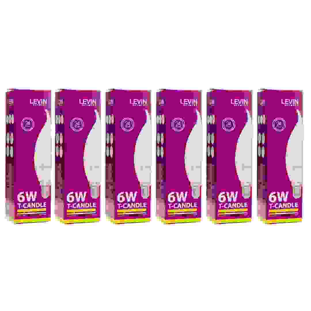 باقة توفير لمبات شمعة LED C37 بقاعدة E14 ليفين (ضوء دافئ، 6 واط، 6 قطع)