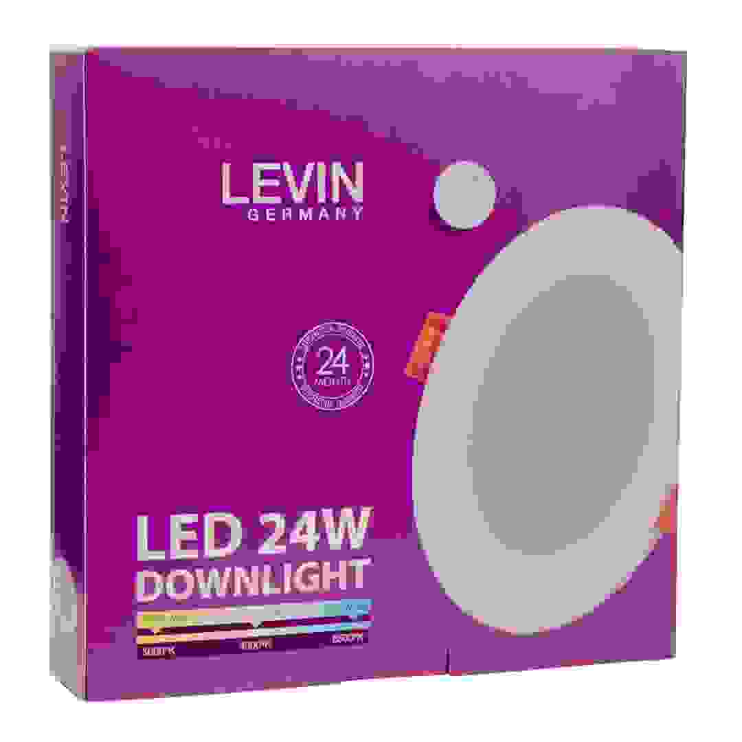 Levin LED Recessed Downlight (24 W, Cool White, 3000 K)