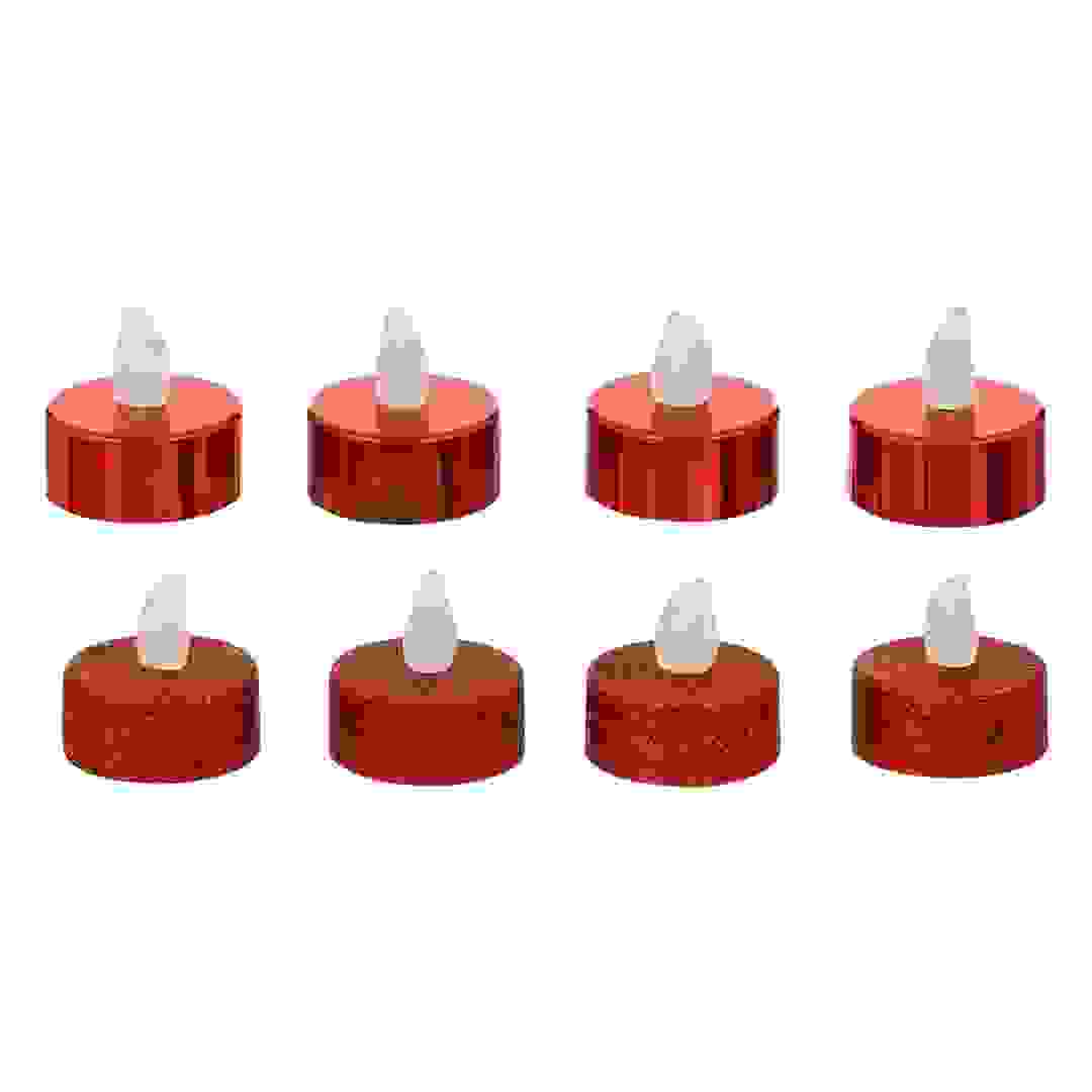 شمعة معدنية لامعة تعمل بالبطارية LED أتموسفيرا (أحمر، 8 قطع)