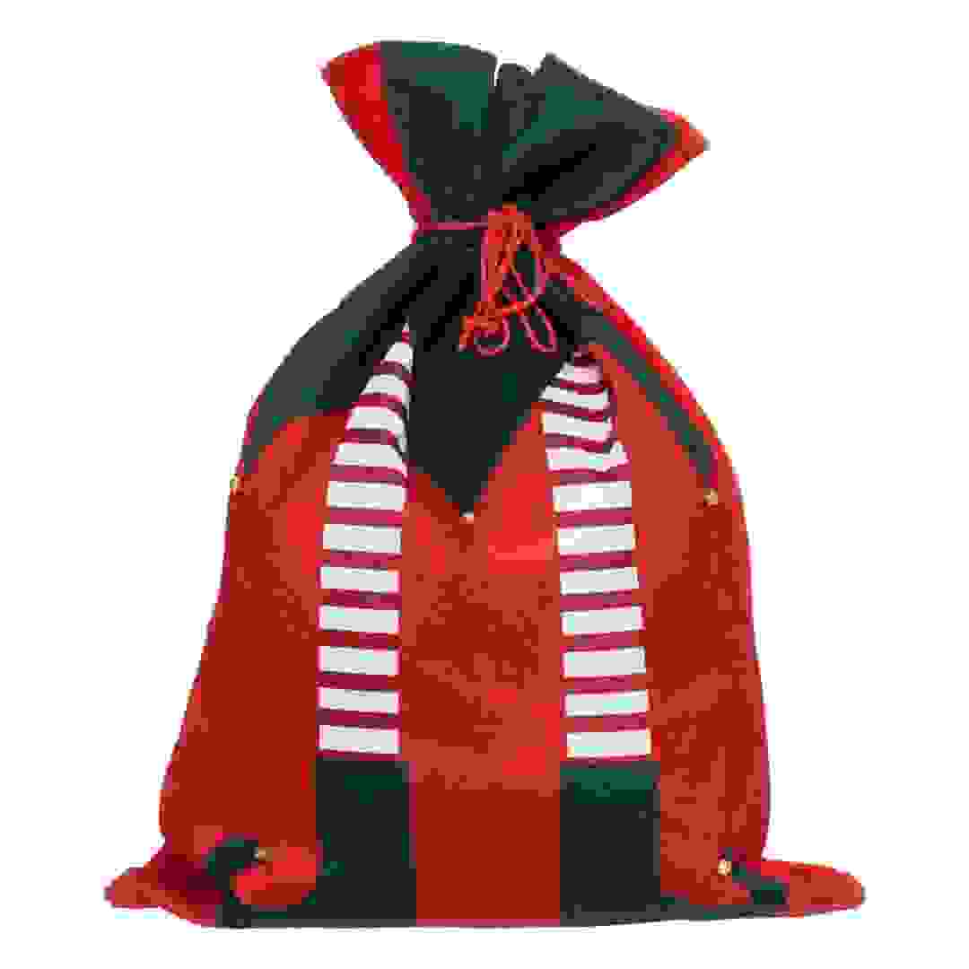 Atmosphera Polyester Elf Velvet Sack Festive Decor (70 cm, Green, Red, White)