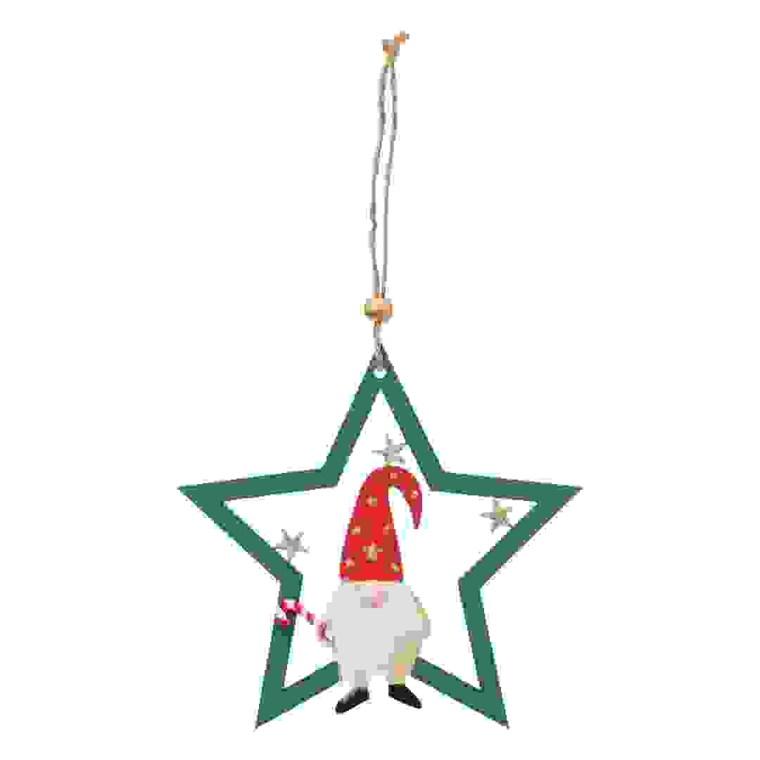 Atmosphera Wood Gnome Star Tree Decor (15 cm, Green)