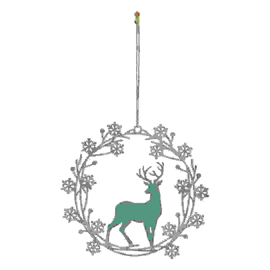 ديكور احتفالي إكليل غزال معدني أتموسفيرا (طول 18 سم، أخضر)