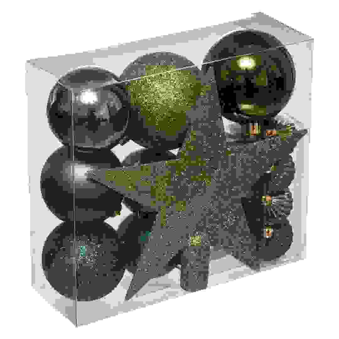 مجموعة ديكورات زينة كريسماس بلاستيكية أتموسفيرا (أخضر، 18 قطعة)