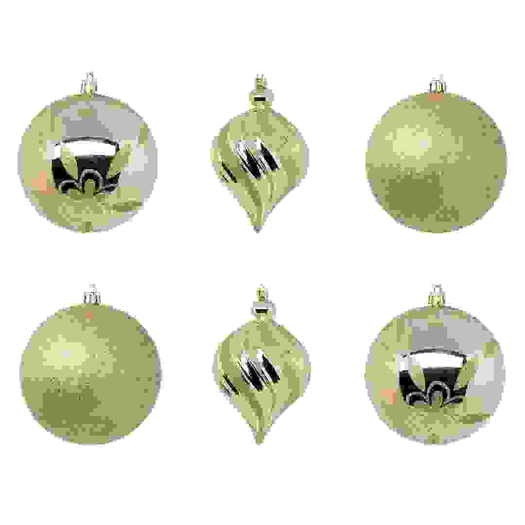Atmosphera Plastic Christmas Baubles (10 cm, Gold, 6 Pc.)