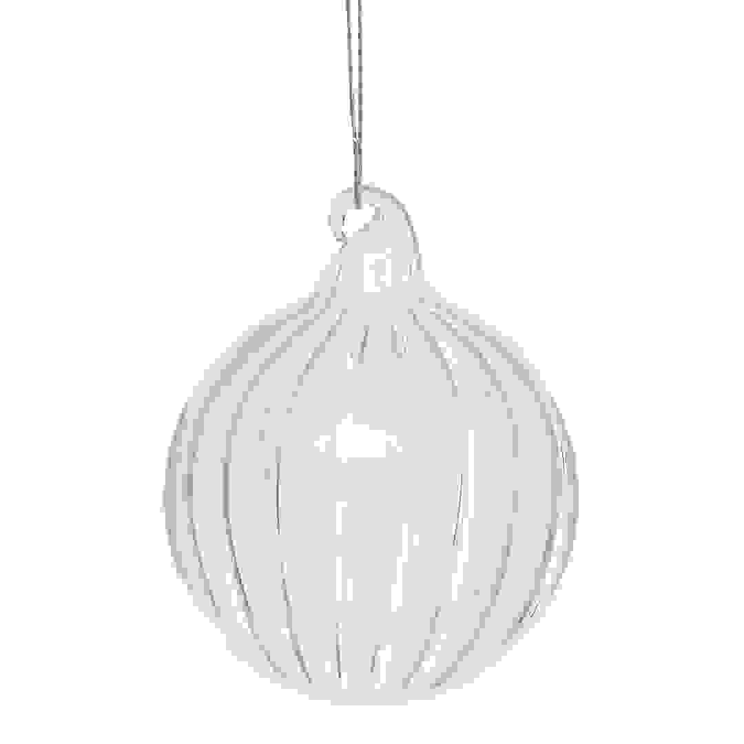 Atmosphera Glass Striped Bauble (8 cm, Transparent)