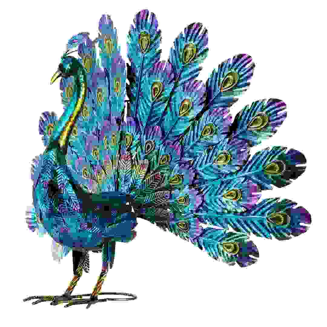 Alpine Embossed Metal Tail Open Peacock Decor ( 81.28 x 30.48 x 58.42 cm, Assorted colors, 1 Pc.)