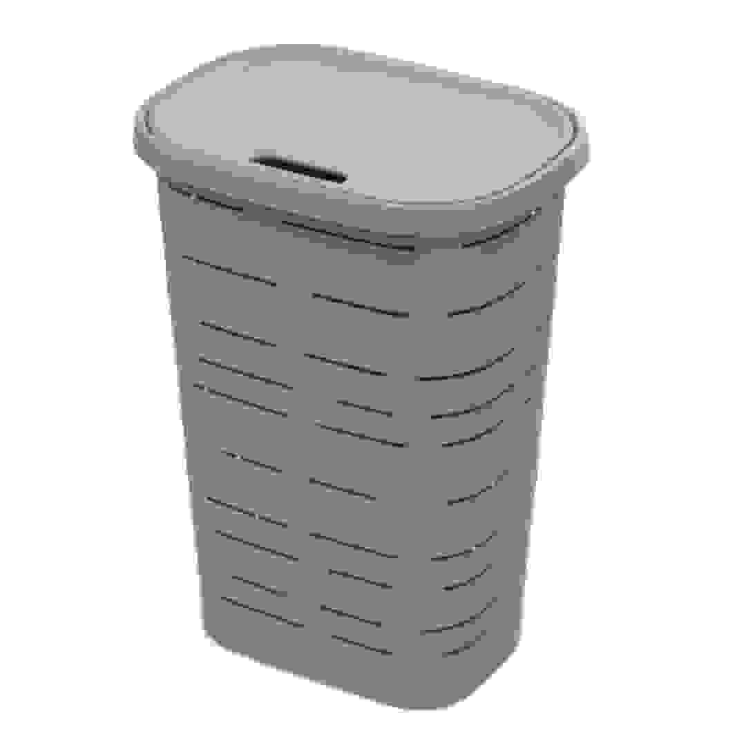 M-Home Signature Plastic Laundry Hamper W/Lid (45 x 33 x 60 cm, Blue)