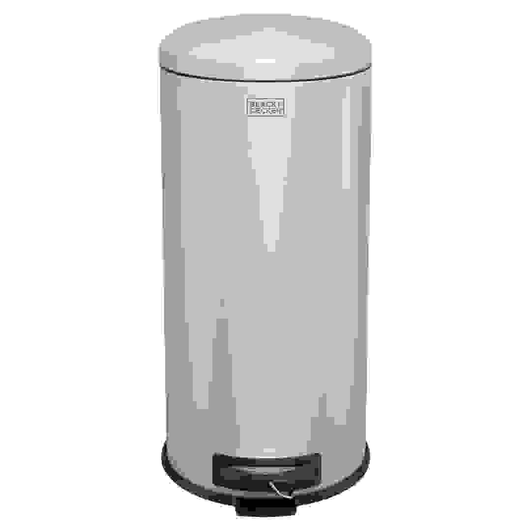 Black+Decker Stainless Steel Dome Lid Pedal Bin (30 L, Grey)