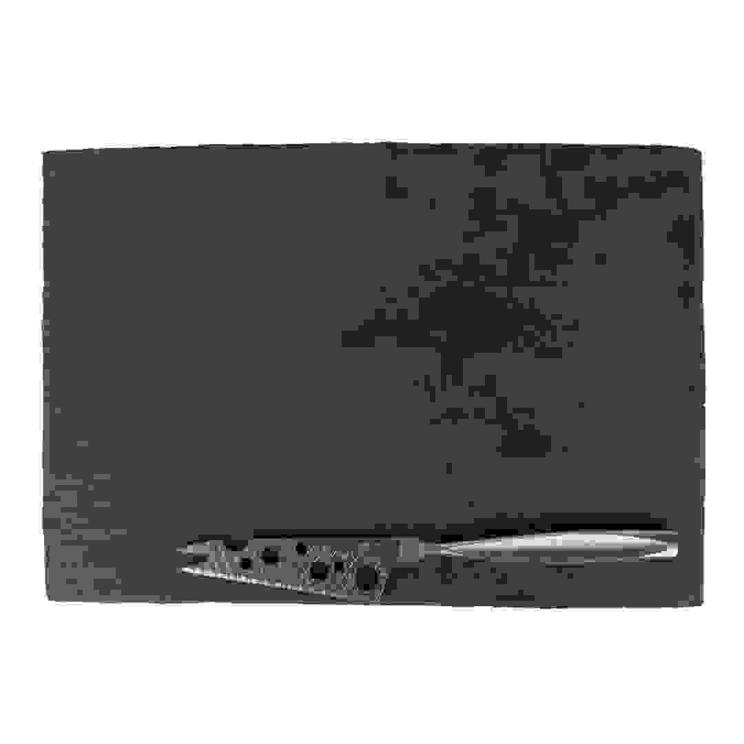 لوح أجبان أردواز مع سكين تقطيع الجبن بوسكا