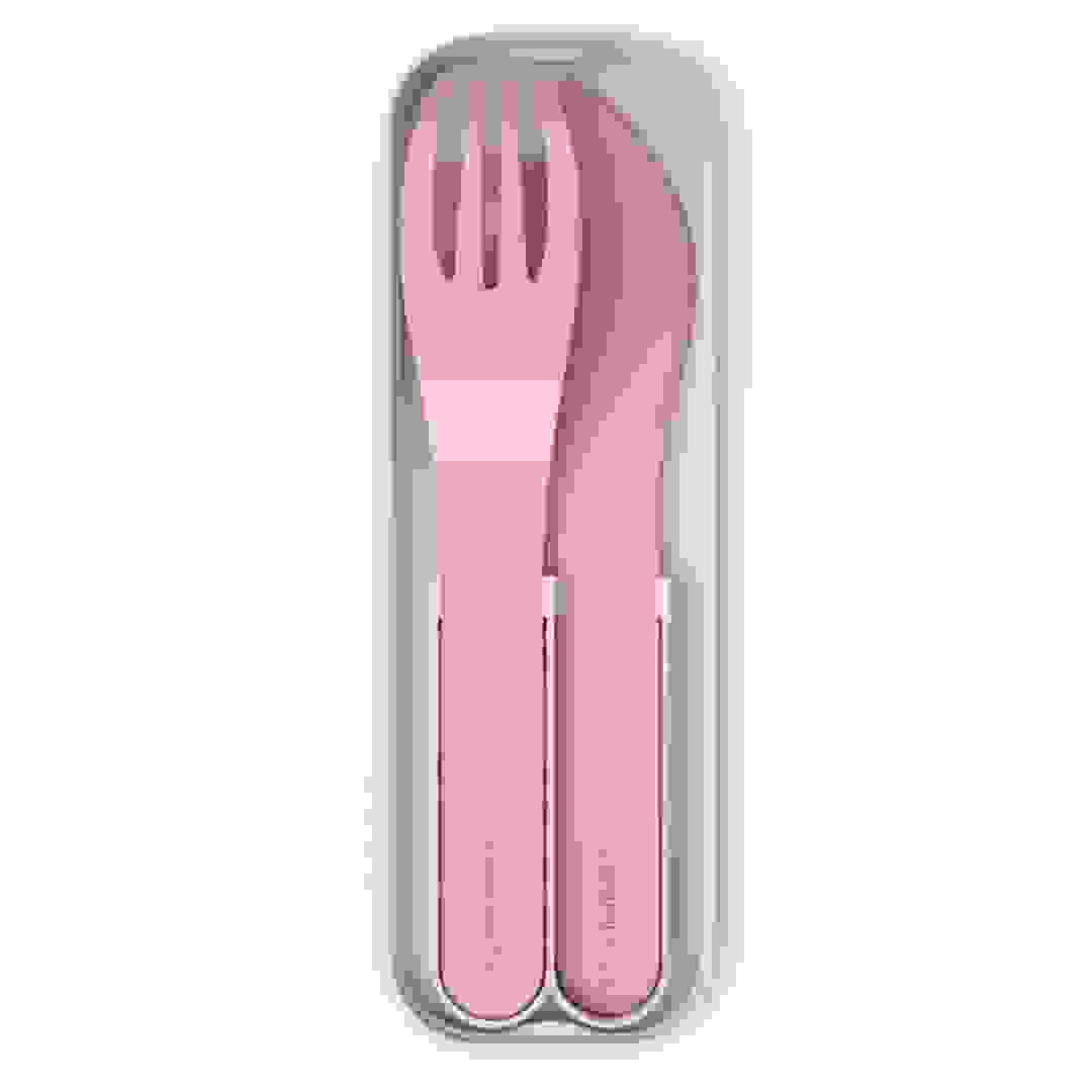 Monbento Plastic Pocket Cutlery set (3 Pc. Pink)