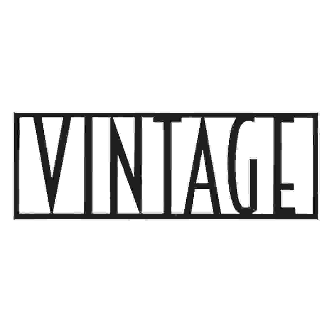 ديكور جداري فولاذي عليه عبارة فينتيج أتموسفيرا (اسود، 0.8 × 17.5 سم)