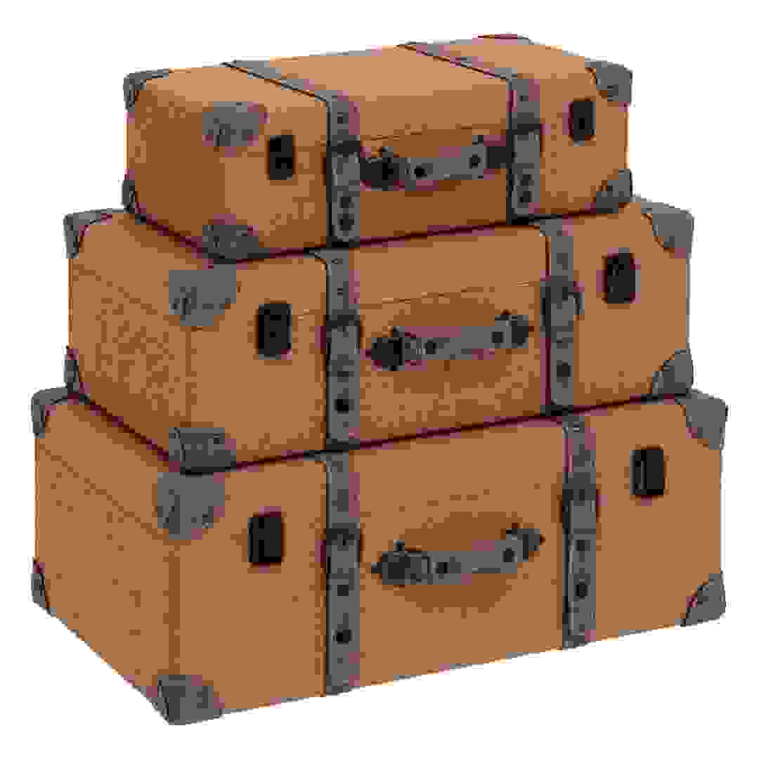 Atmosphera Be Vintage Wooden Trunk Set (3 Pc., Caramel Brown)