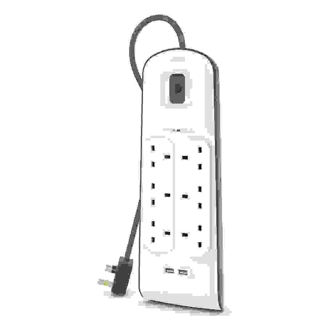 Belkin 6-Outlet Surge Protection Strip W/2 USB 2.4A Port (2 m, White)