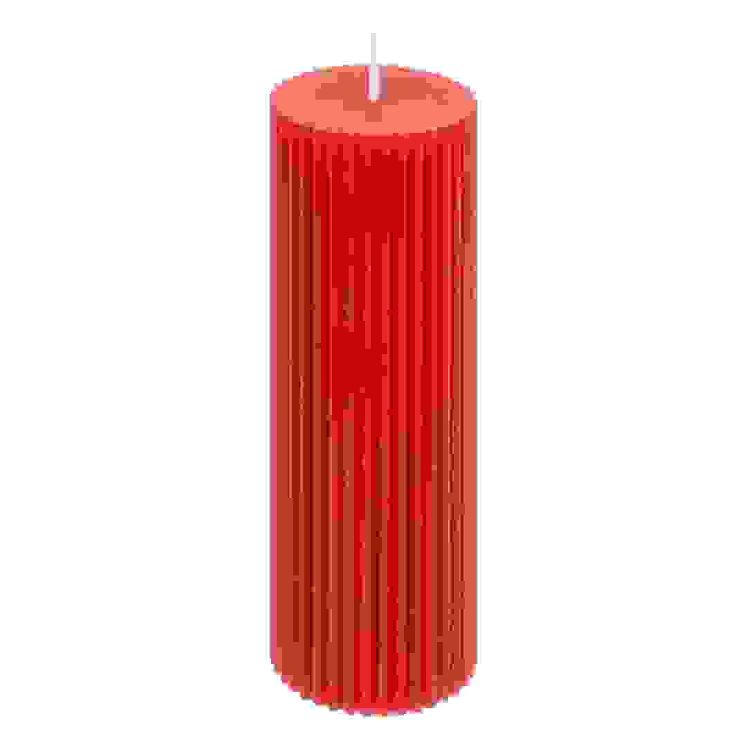 Atmosphera Demi Decorative Stripe Candle (5 x 14 cm, Red)