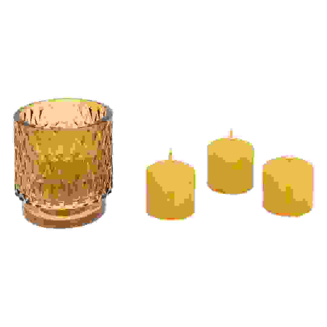 طقم هدية شمعة في جرة مع حامل شموع صغيرة أتموسفيرا عودي (4 قطع)