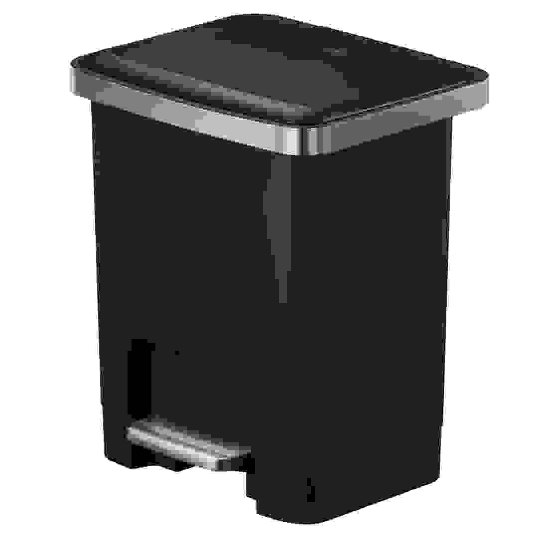 Eko Hana Plastic Wheeled Step Bin (15 L, Black)