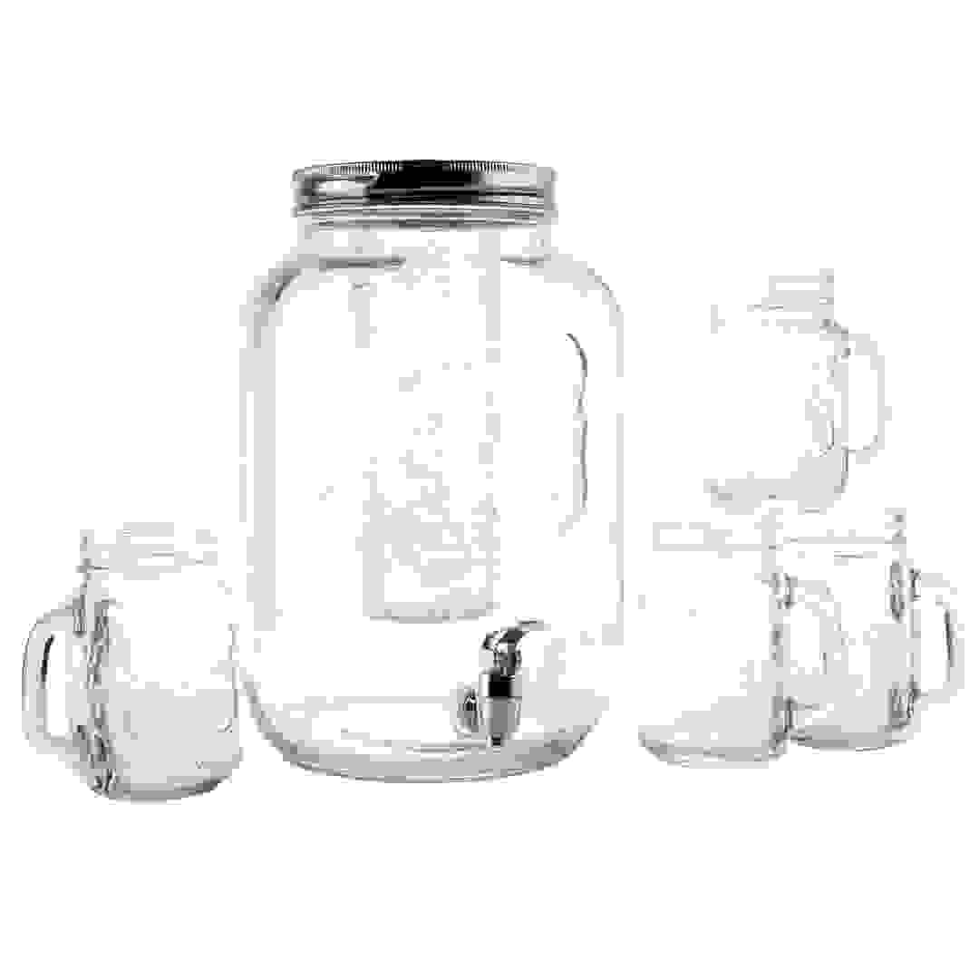 مجموعة موزع مشروبات 8 لتر وأكواب زجاج (500 مل، 5 قطع)