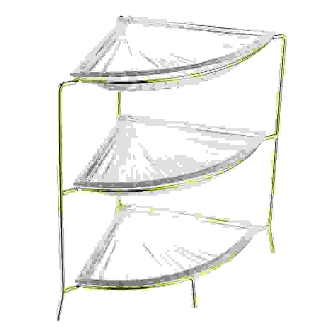 Glass Serving Tray Set W/Gold Iron Stand (3 Pc.)