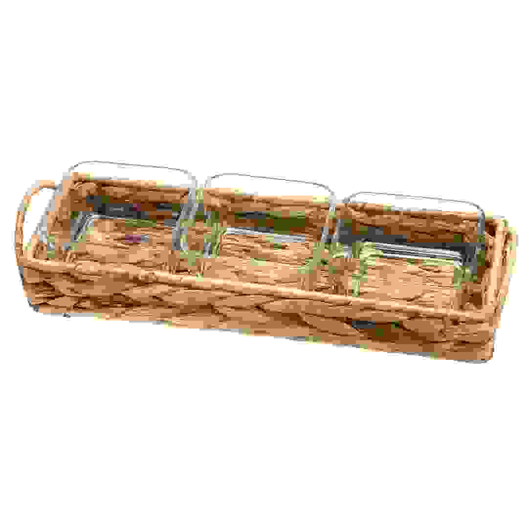Glass Snack Set with Straw Base (3 Pc.)