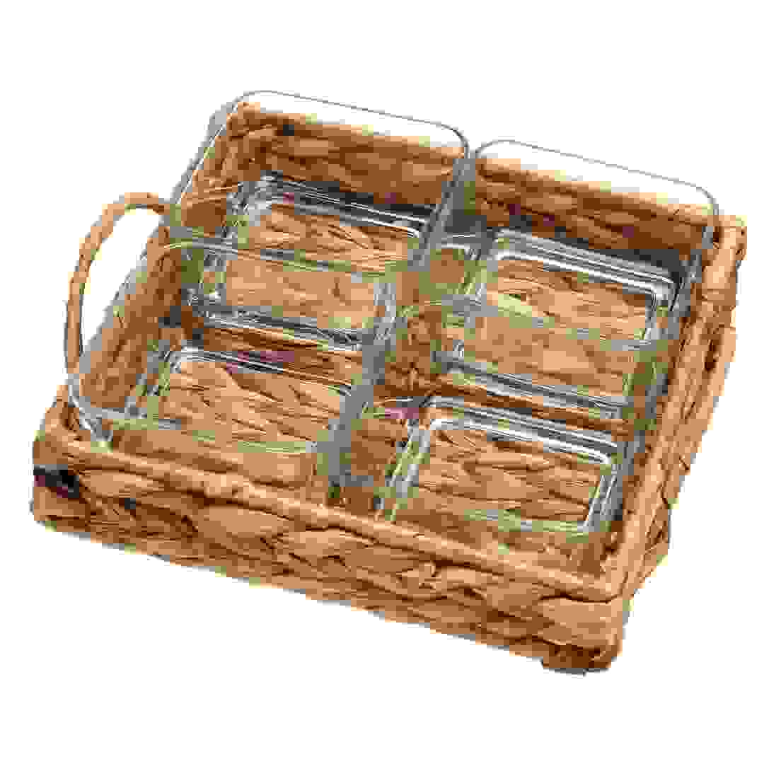 Glass Snack Set with Straw Base (4 Pc.)