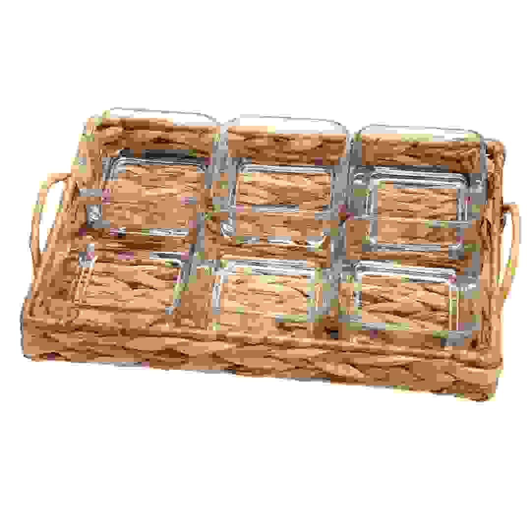 Glass Snack Set with Straw Base (6 Pc.)