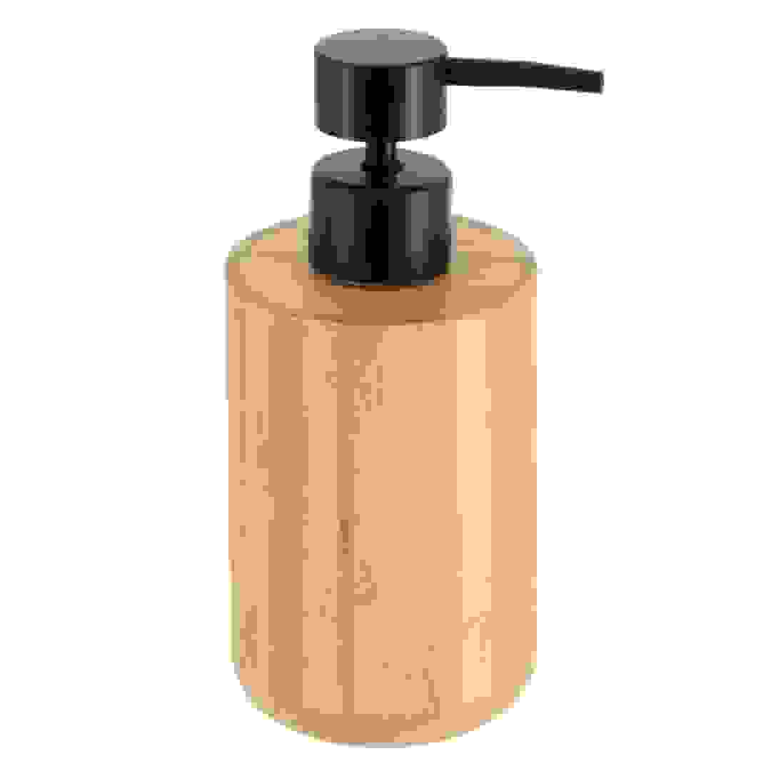 Tendance Bamboo Round Soap Dispenser (Black, 200 ml)