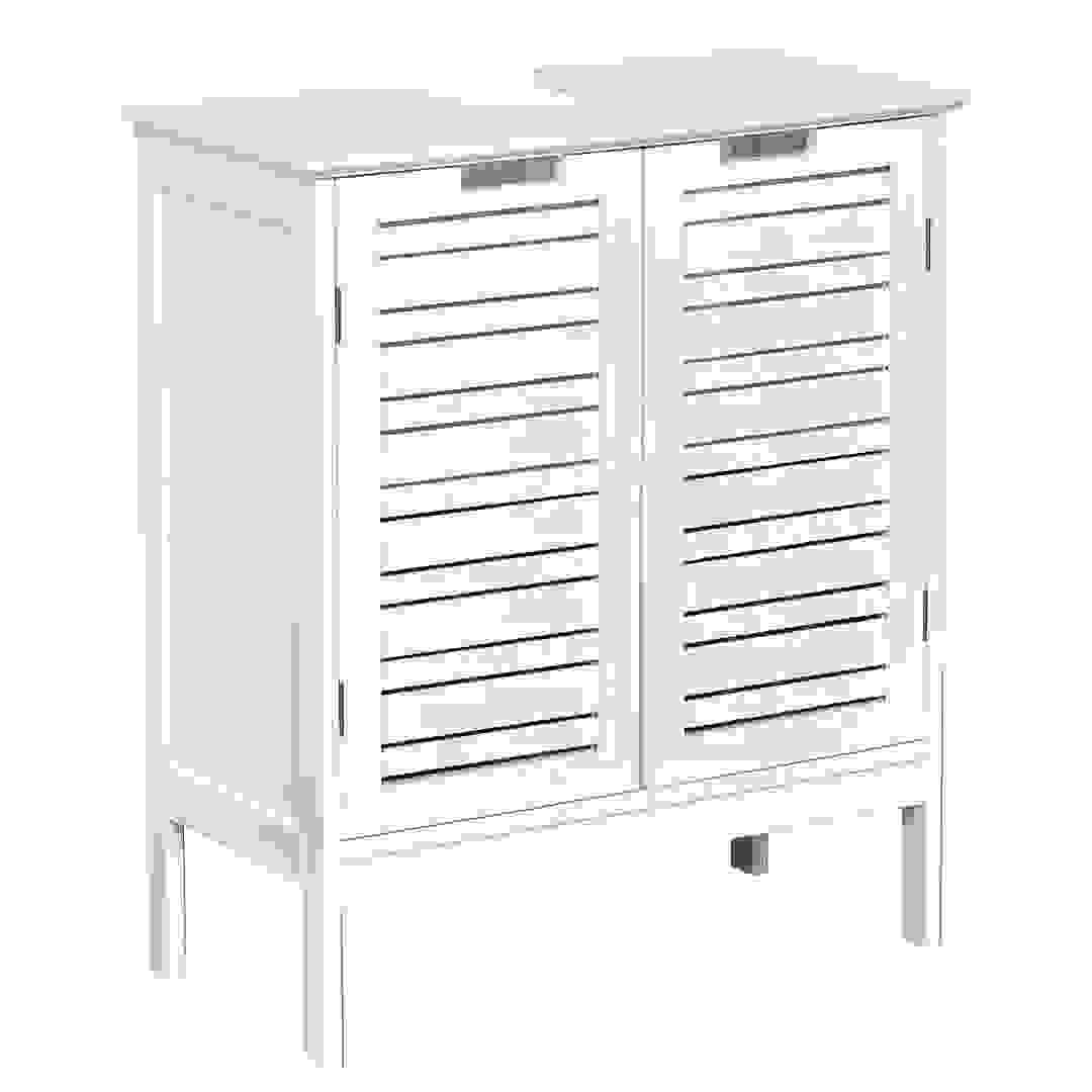 خزانة مغسلة بابين MDF مع رف تندانس ميامي (أبيض، 60 × 30 × 70 سم)