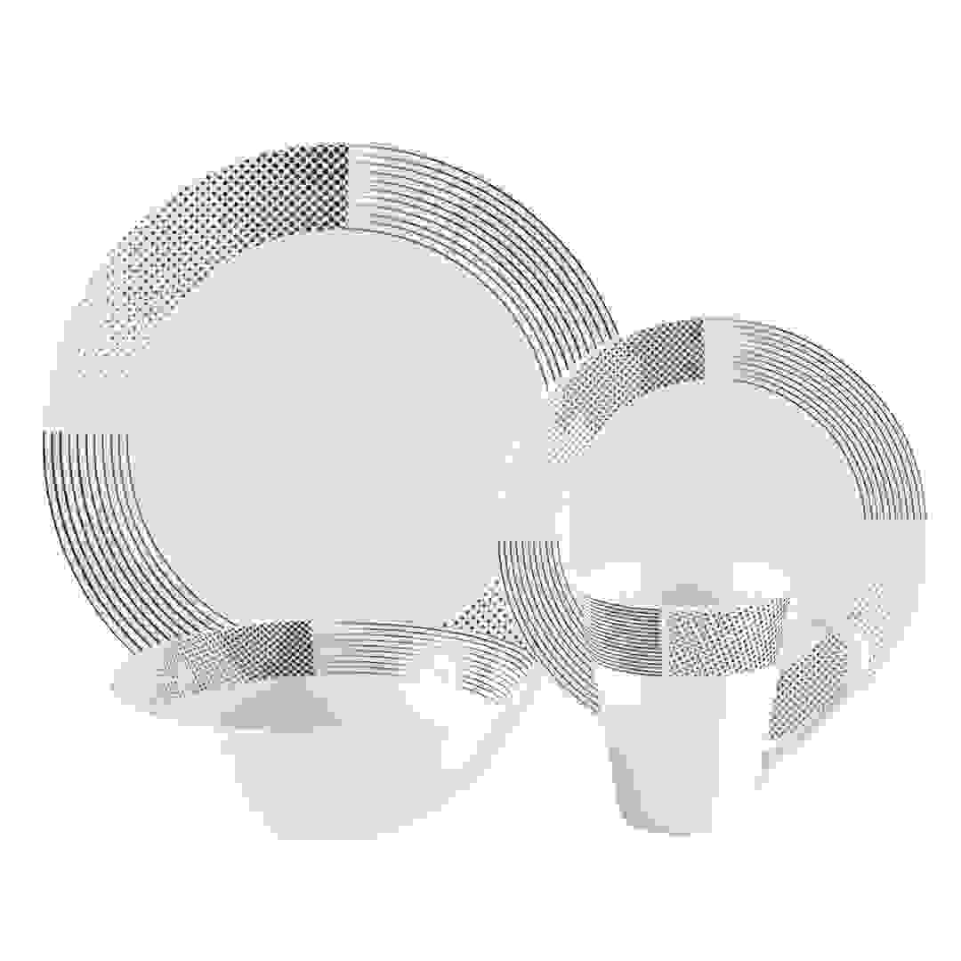 طقم أواني مائدة بورسلين بطبعات لاهي (16 قطعة)