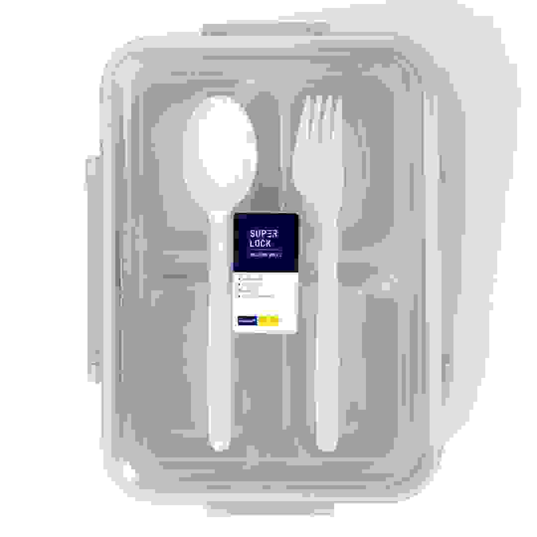 Superlock Stainless Steel Lunch Box W/Cutlery (780 ml, Cream)
