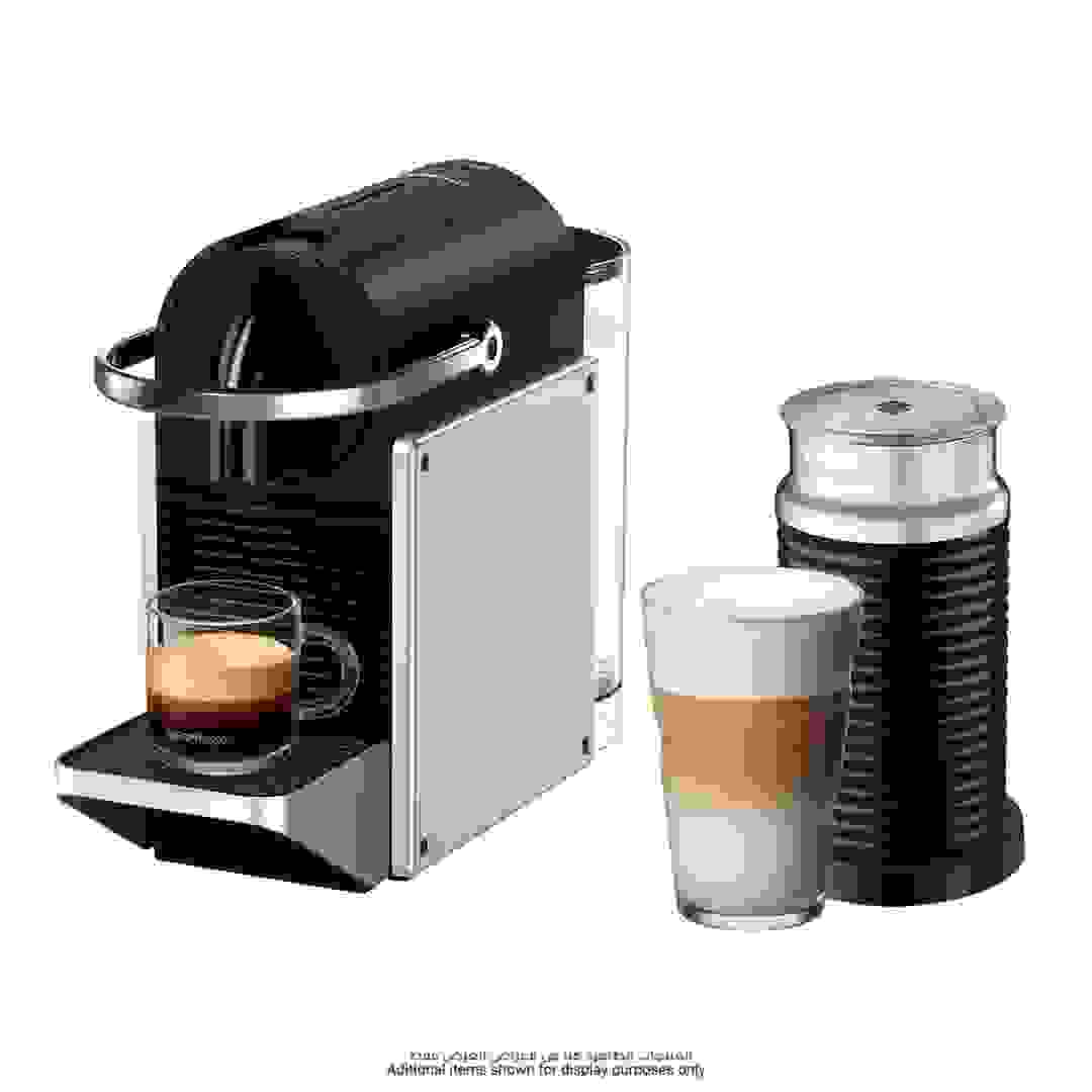 Nespresso Pixie Cofee Machine (0.7 L, Silver) + Aeroccino 3 Milk Frother, D62-SI-3694-BK