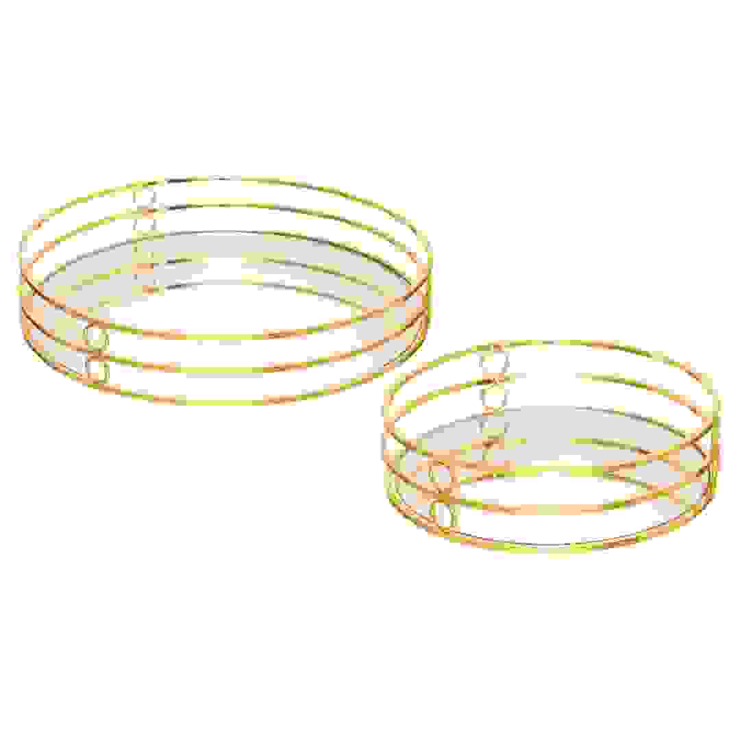 Atmosphera Solar Feel Trays Set (Gold, 30 x 3.7 cm, 2 Pc.)