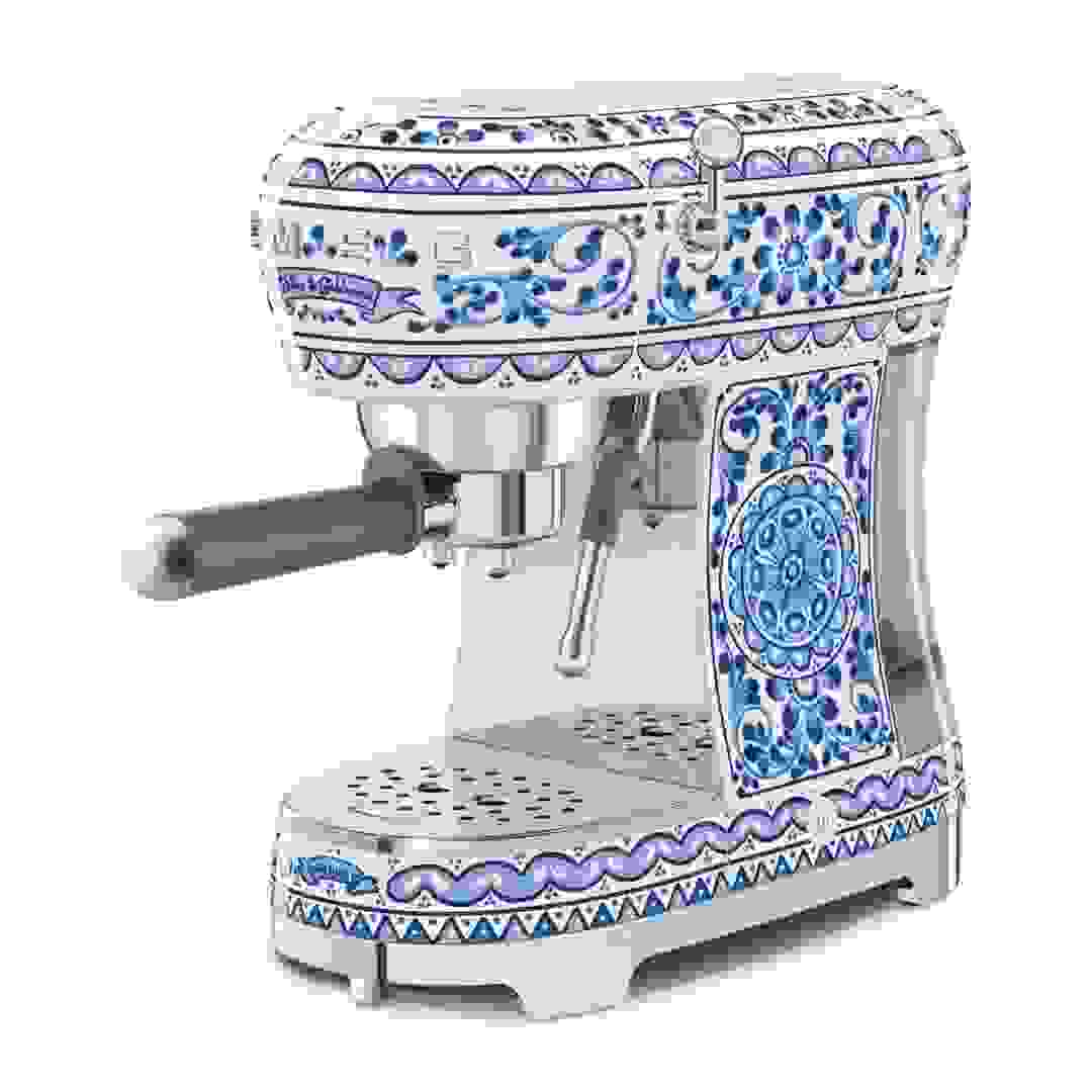 SMEG 50's Style Retro Blu Mediterraneo Espresso Coffee Machine, ECF02DGBUK (1.1 L, 1350 W)
