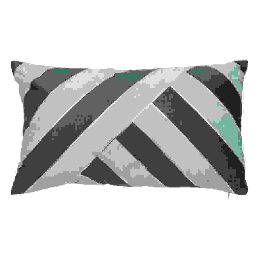 Atmosphera Strip Nelya Velvet Cushion (Blue, 30 x 50 cm)