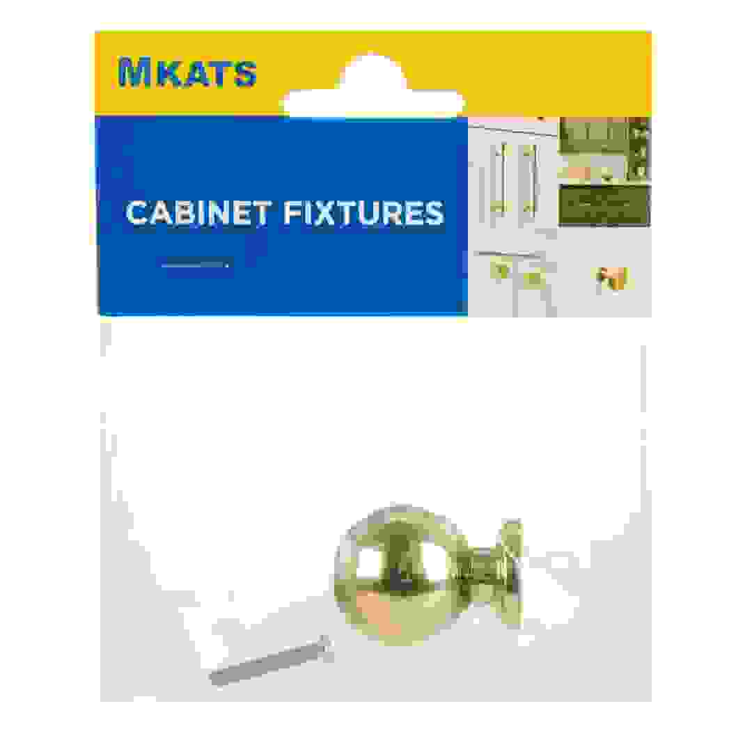 Mkats Round Zinc Alloy Drawer Knob (2.5 cm, Golden)